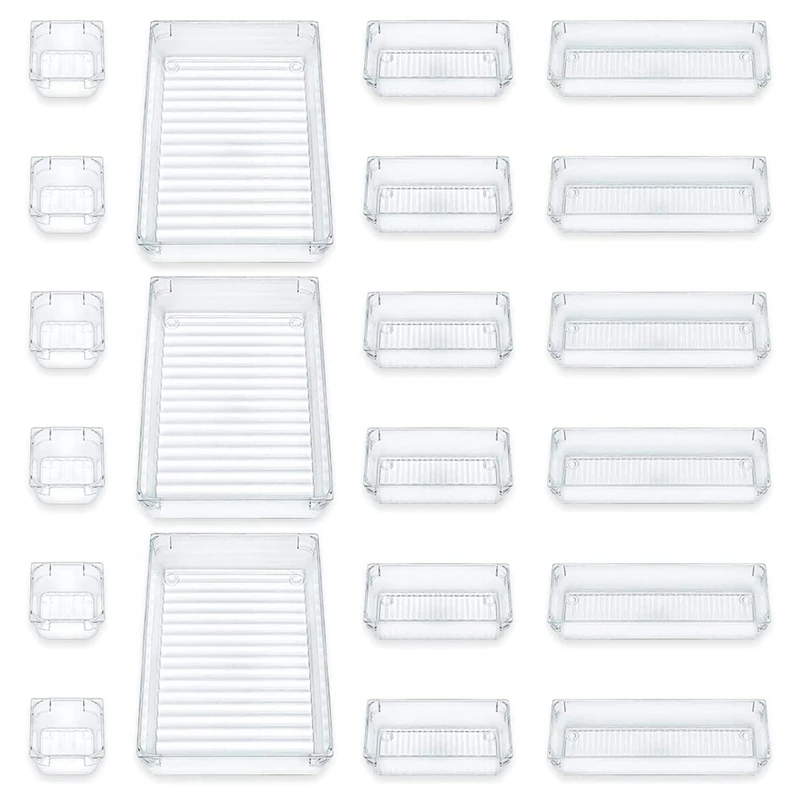 

BEAU-21 Pcs Drawer Storage System Multi-Size Drawer Manager Transparent Makeup Storage Drawer For Office Computer Desktop