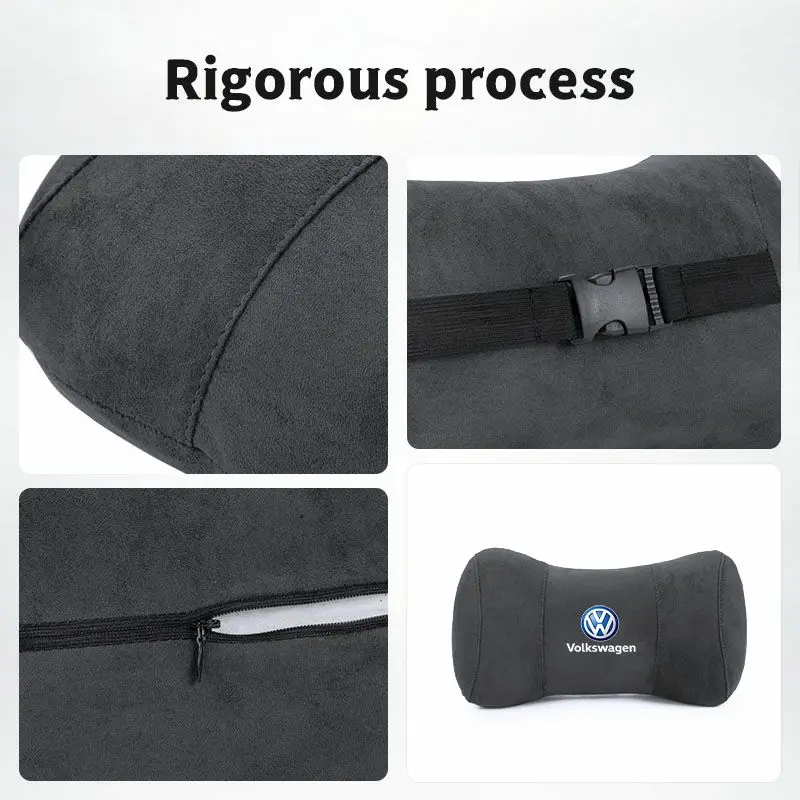 Suede Memory Cotton Neck Pillow Headrest Car Seat Accessories for Volkswagen