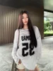 Laid-ba Sle Thin Stitch One-oulder Long Sve T-irt Women Summer 2024 New Print Loose Casual Sun Protection Top