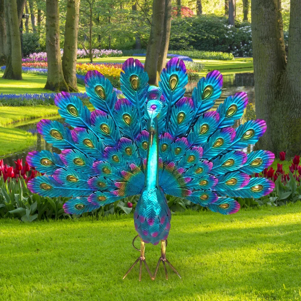 

Realistic Peacock Statue Garden Decor Peacock Lawn Decoration Wear-resistant Animal Peacock Statue Craft for Outdoor Indoor Yard