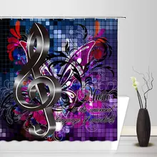 

Music Shower Curtain Floral Texture Musical Note Swirl Mosaic Bath Curtains Waterproof Polyester Fabric Bathroom Decor Screens