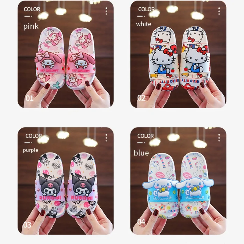 

Милые детские тапочки Hello Kitty Sanrio из ПВХ, мягкие износостойкие домашние тапочки для ванны с мультяшным мотивом My Melody