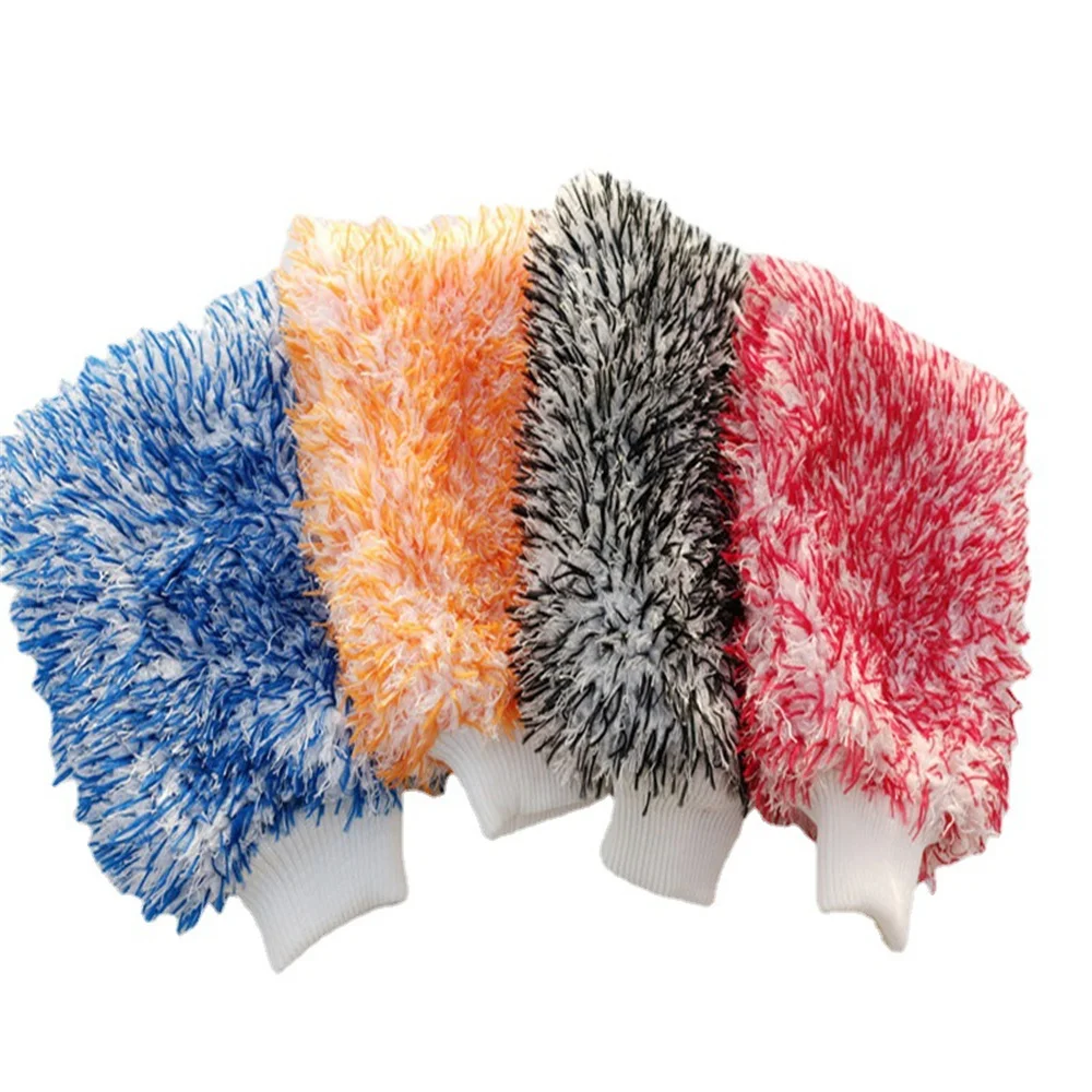 Coral Fleece Car Cleaning Gloves Large Color Plush Fine Fiber Cleaning Towel Car Washing Supplies Bear Paw Accessories