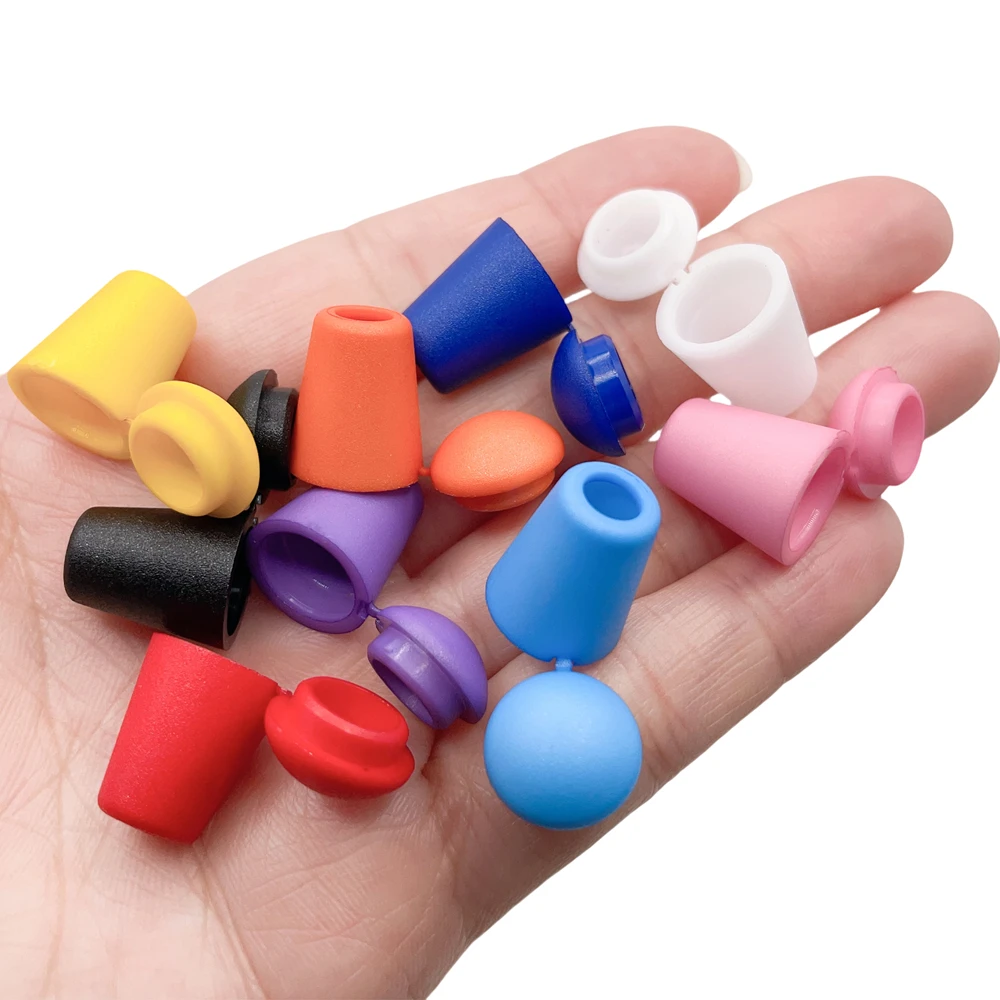50Pcs Bunte Kunststoff Schnur Enden Glocke Stopper Mit Deckel Schloss Toggle Clip Paracord Kleidung Tasche Sportswear Schnürsenkel Seil Teile – Detail 4