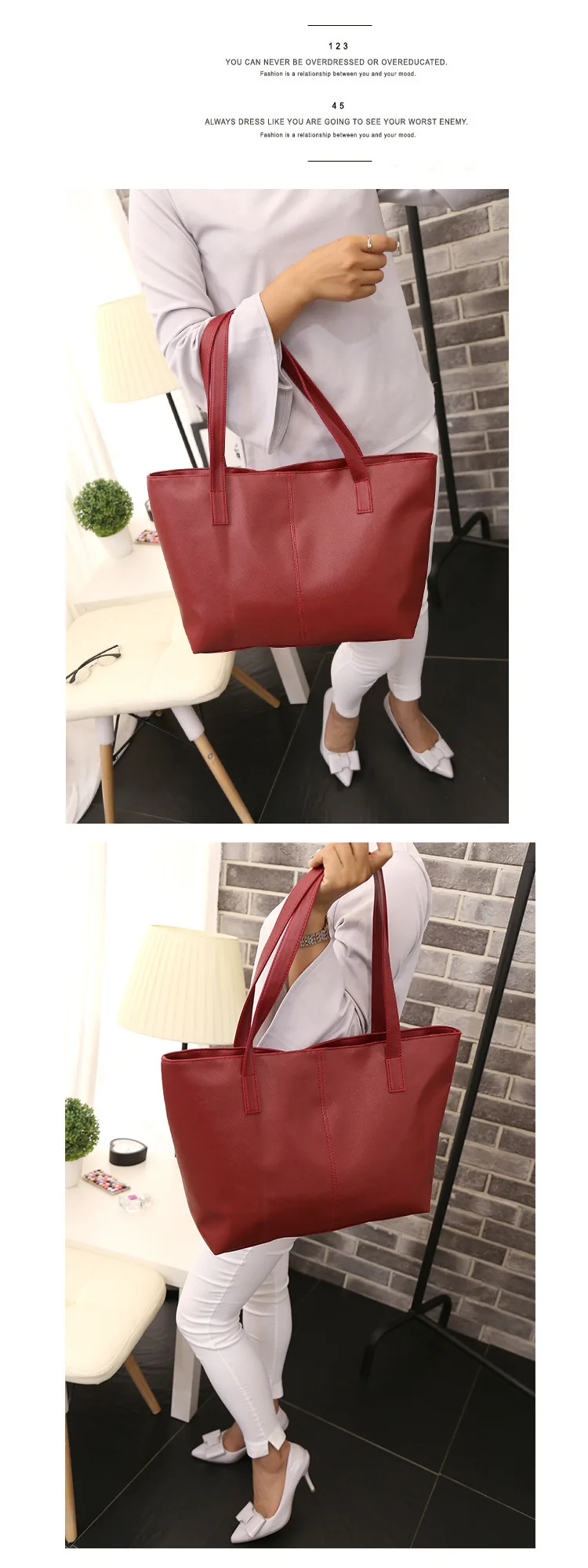 PU-Leder-Einkaufstasche für Frauen, Arbeit, Damen-Schultertaschen aus Leder, Geldbörsen, Schulranzen, Handtaschen mit Laptopfach – Detail 2