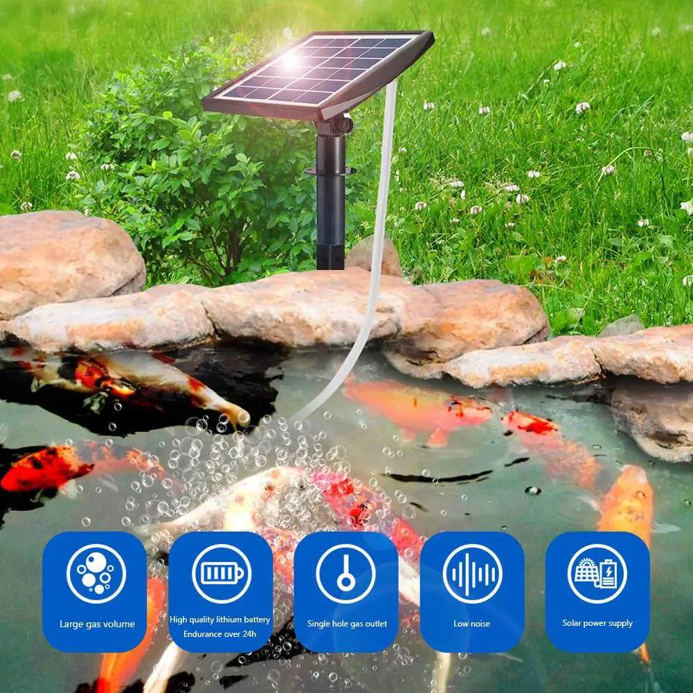 Solar Oxygen Pump Power Storage Built-in 3.7v 2200mAh Lithium Battery Courtyard Fishbowl Outdoor Fishing Low Noise Aerator aquarium air pump,fish tank oxygen pump,fish tank pump