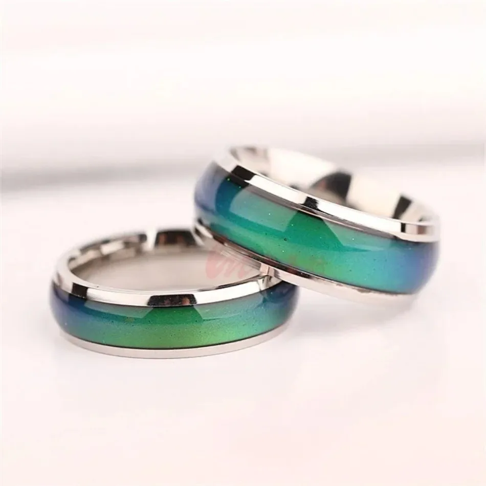 Fashion Temperature Sensitive Color Changing Ring 6mm Creative Emotional Color Changing Ring Unisex Personalized Glossy Rings