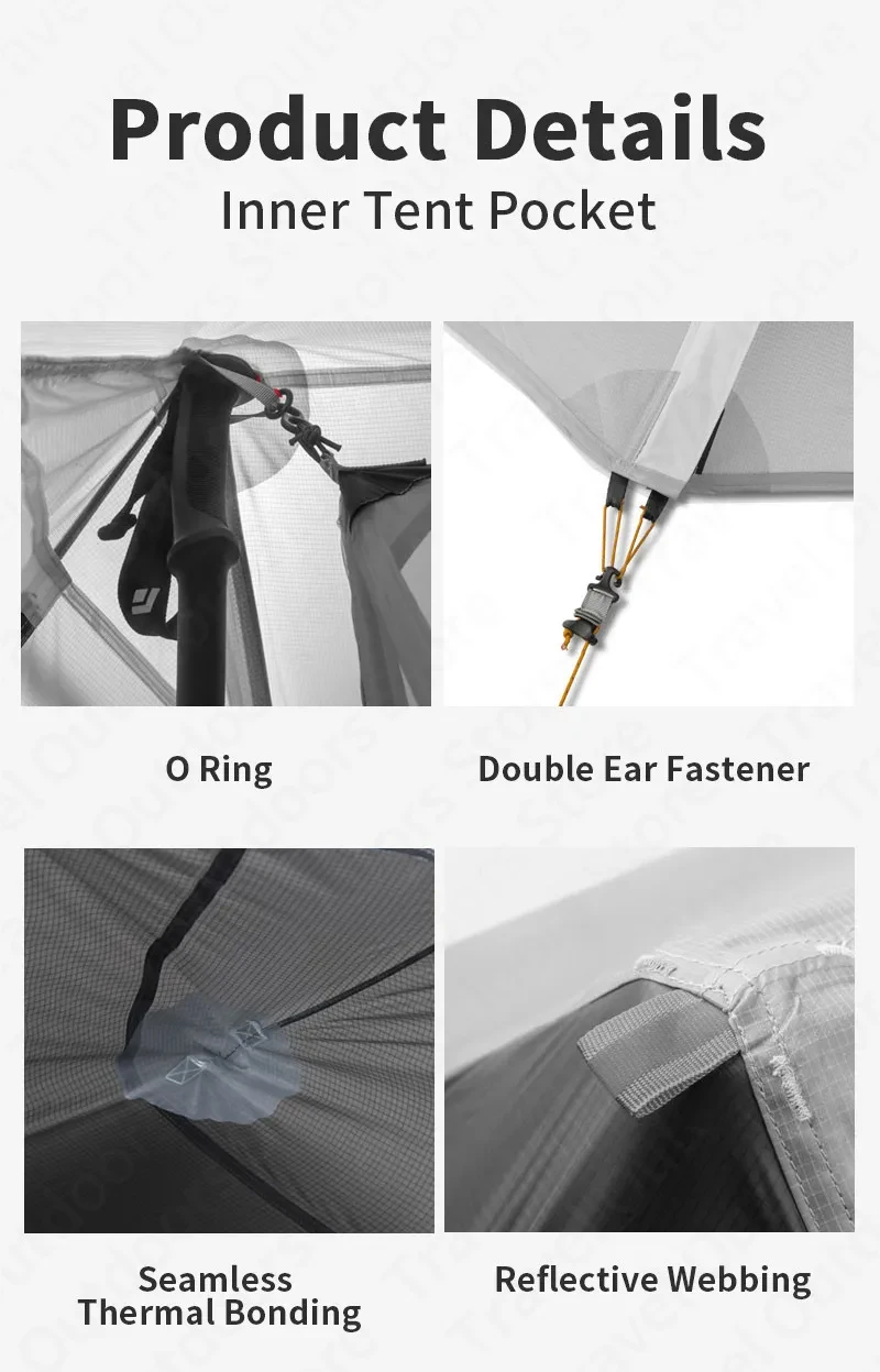 3F UL GEAR LANSHAN1 Ultraleichtes Einzelzelt für Camping, Outdoor und Wandern, 15D Nylon, 3/4-Jahreszeiten-Zelt, Wasserdicht – Detail 10