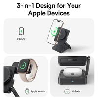 Baseus 3 in 1 Magnetic Wireless Charger Qi2.2 25W Fast Charging For iPhone 17 16 15 14 Apple Watch Earbuds AirPods Pro iWatch - Image 3