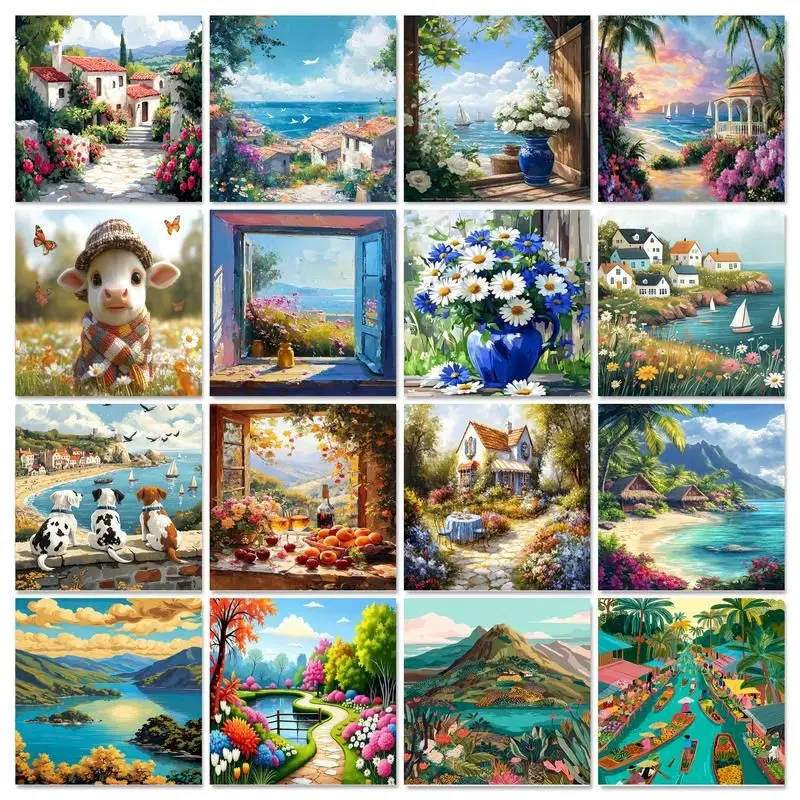 GATYZTORY Frame Drawing By Number Landscape Kits Painting By Numbers Scenery Hand Painted Paintings Art On Canvas Home Decor