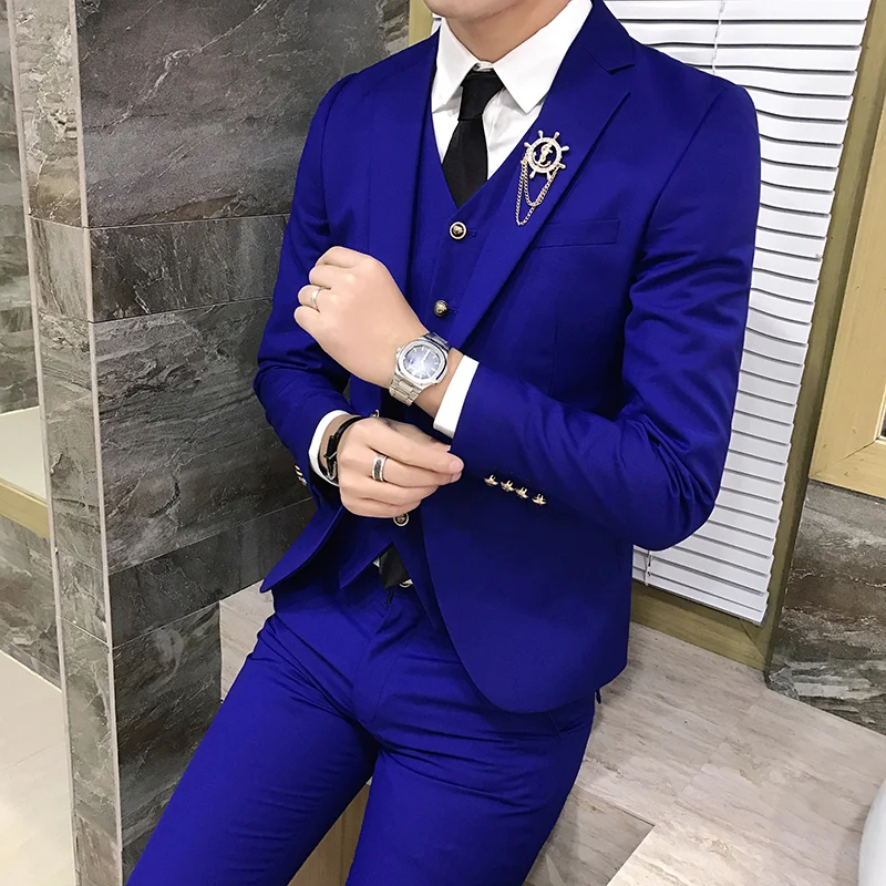 

Men's Suits High Quality Wedding Groom Tuxedos Single Button Slim Fit Business Prom Dress Men's Formal Dress Suits