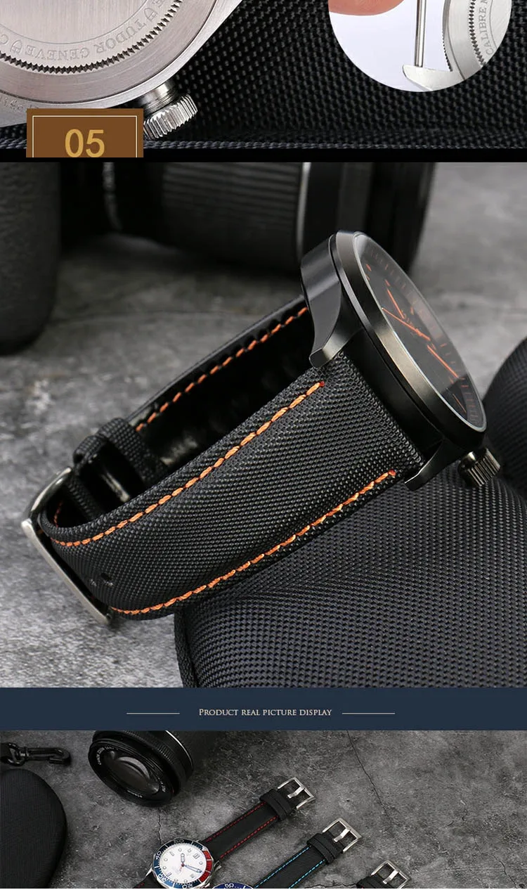 20mm 21mm 22mm 23mm 24mm Nylon Leder Armband Für Tag Heuer Citizen Seiko no.5 UHR Männer Frauen Leinwand Stoff Uhrenarmband – Detail 8