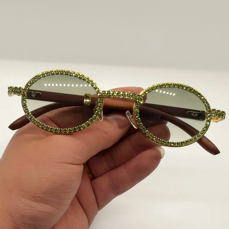 Diamant-Sonnenbrille mit ovalem Rahmen für Damen, hochwertige, glänzende, personalisierte Outdoor-Modebrille – Detail 6