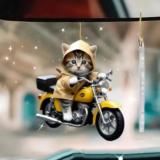 Cat Pendant Adorable Cat Shaped Car Mirror Hanging Ornament with Lanyard Xmas Tree Decoration Accessory for Car Cat Door Hanging