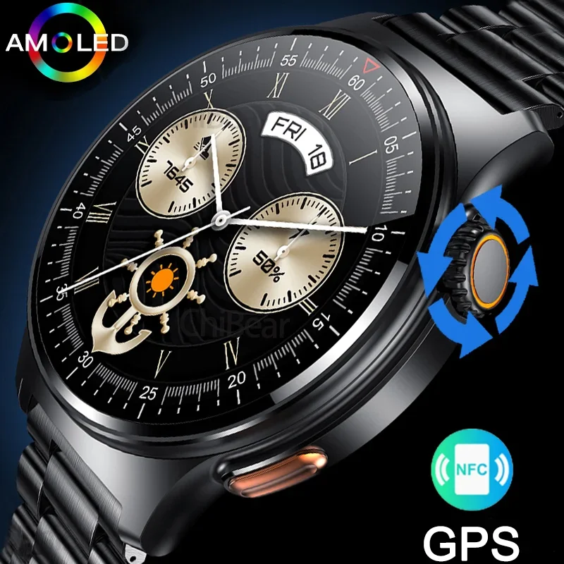 

2023 New Bluetooth Call Smartwatch Men's Heart Rate Body Temperature Monitoring Watch Sports Fitness GPS Tracking NFC Smartwatch