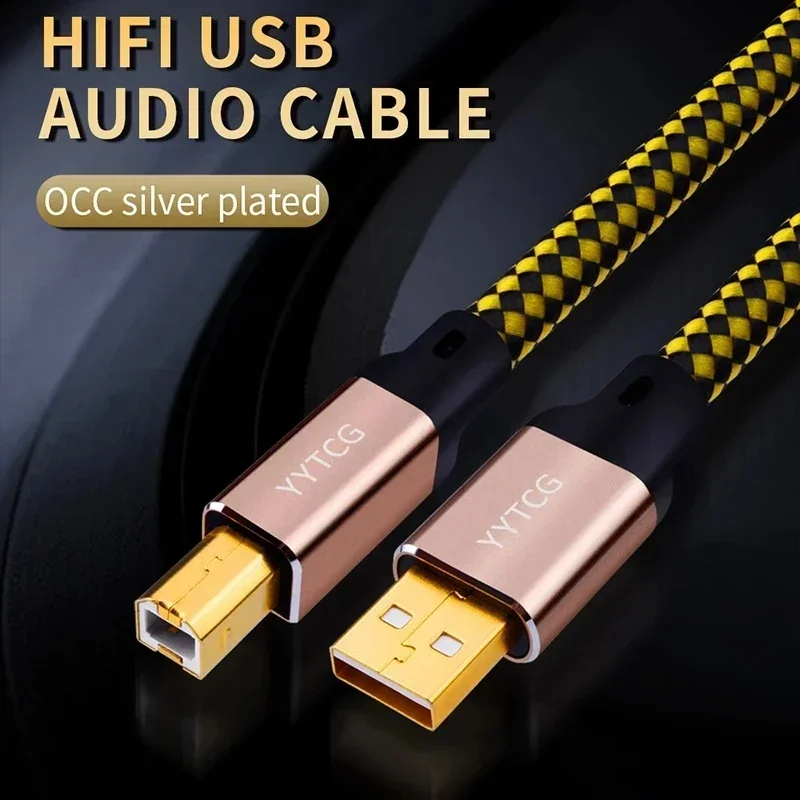 DAC USB 2.0 Cable Silver Plated Wire 6N OCC Digital Audio Cables A B High End Computer Sound Card Mixer Data Cord Printer Cabo