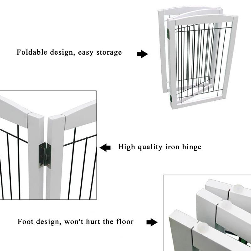 Indoor collapsible wooden pet door safety barrier door dog fence for dog and cat confinement