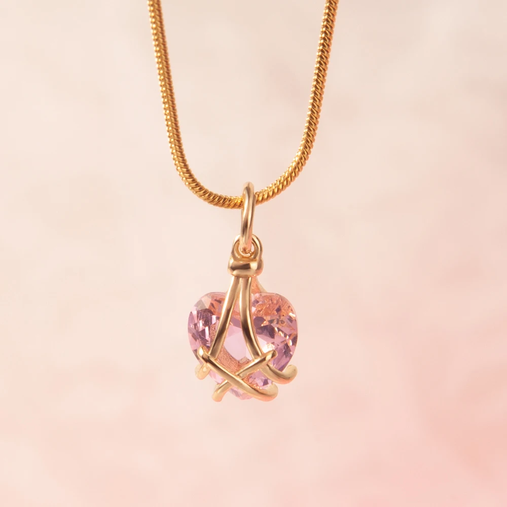 Diamond Castle Necklace Heart Pendant for Women Girls Friendship Birthstone necklaces Gold Color Chain Jewelry kids BirthdayGift |