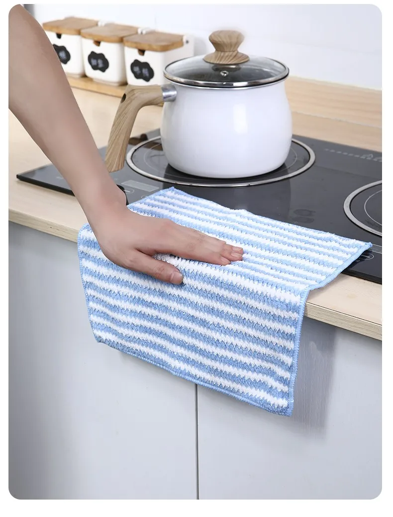 5PCS Mikrofaser Dicke Küche Handtuch Geschirrtuch Haushalt Küche Lumpen Gadget Nicht-stick Öl Tisch Reinigung Wischen Tuch Scheuer p – Detail 5