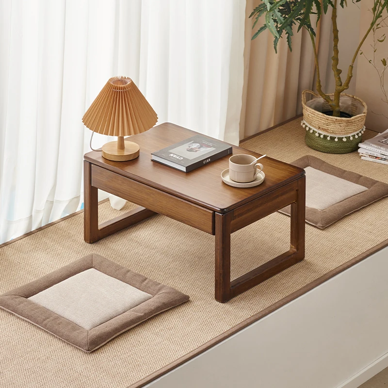 Handwoven Rattan Table, Bedroom Window-Side Bamboo Desk, Ground-Level Tea Stand, Bay Window Coffee Table, Zen-Style
