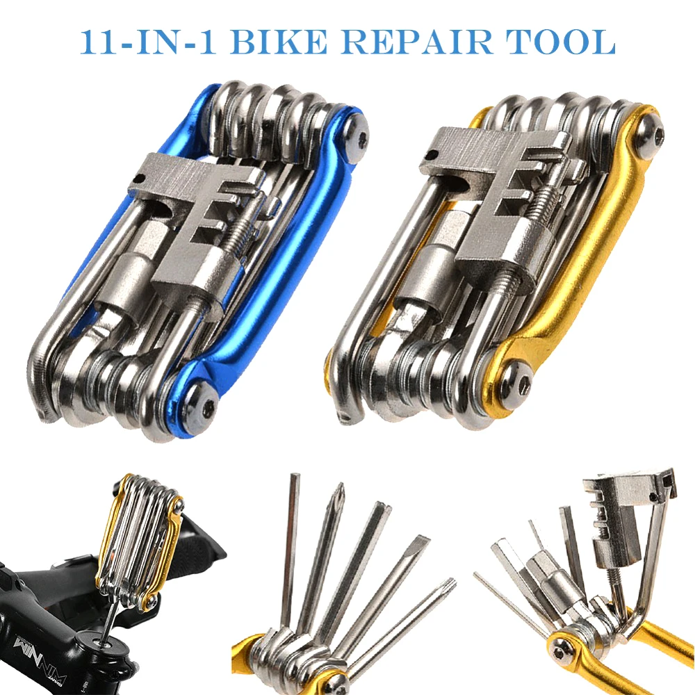Multifunction 11 In1 Bicycle Repairing Set Bike Repair Tool Kit Wrench Screwdriver Chain Hex Spoke Mountain Cycling Tools |