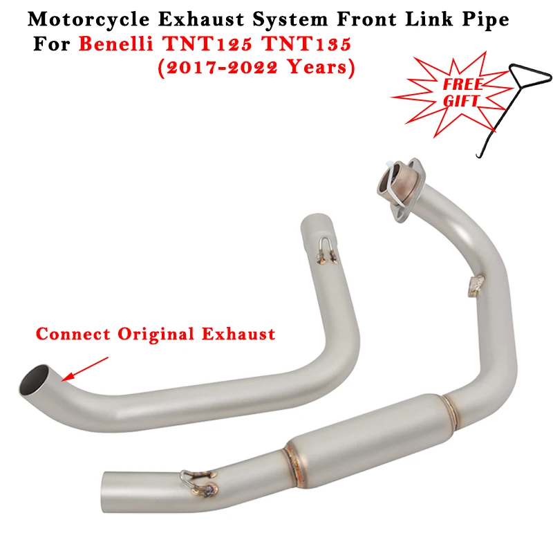 

Slip On For Benelli TNT125 TNT135 TNT 125 135 2017 - 2021 2022 Moto Exhaust System Modified Front Pipe Connect Original Muffler