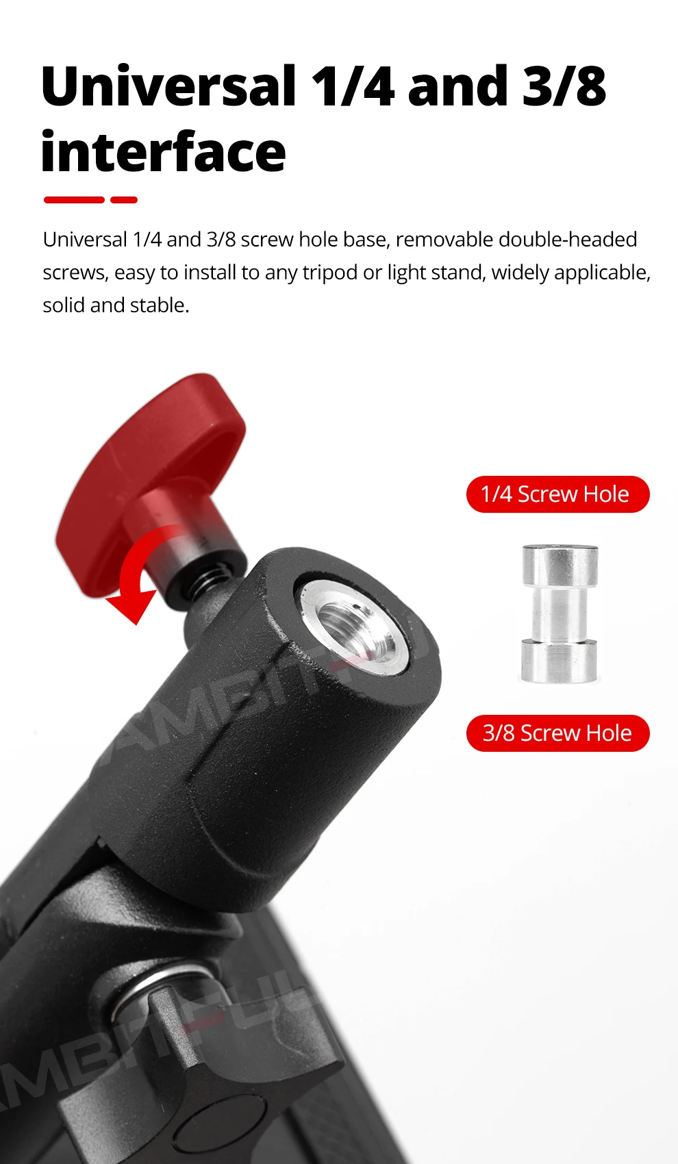 Reflector Clamp Clip Holder Light Stand Attachment 1/4" to 3/8" Screw Mount Swiv