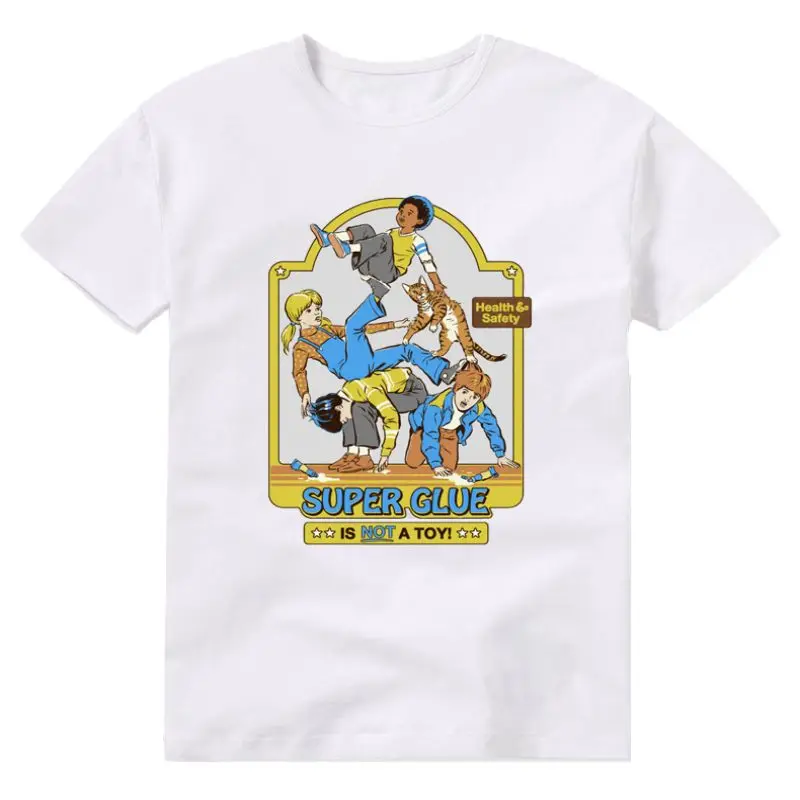 

Super Glue Is Not A Toy T-shirts Health and Safety Printed T-shirt Top Y2k Pride Kpop Mens Clothes for Men O-neck The Weeknd