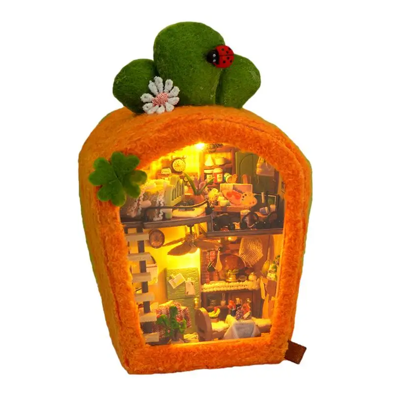 

Миниатюрный Кукольный домик «сделай сам», маленькая игрушка, украшение для спальни, с мебелью, пасхальное ремесло, дом для моркови