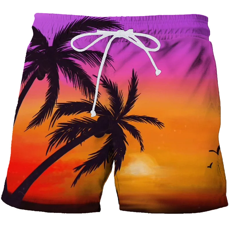 Parrot Palm Cocoanut Tree Beach Shorts Men Summer Short Pants 3D Flora Printed Board Trunks Swimsuit Woman 2023 homme Ice Shorts 5