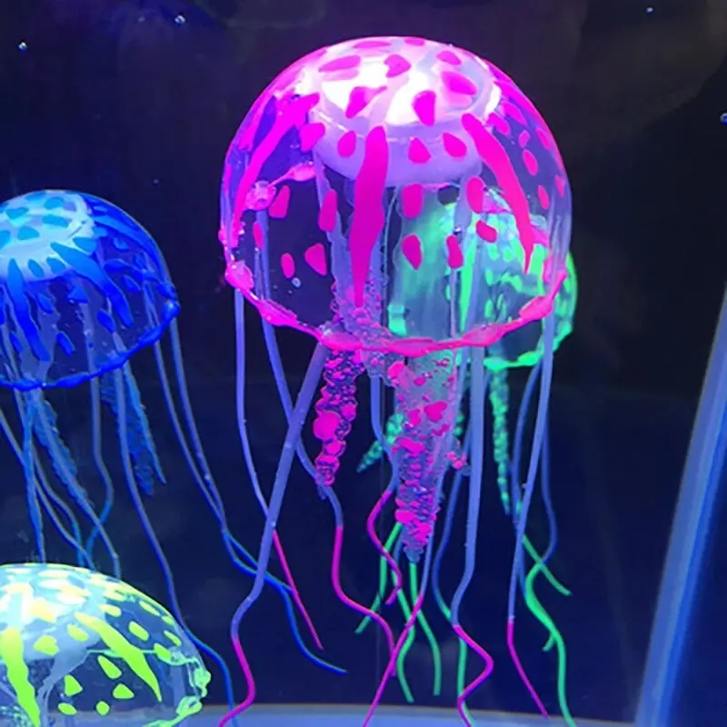 Artificial Jellyfish Fluorescent Transparent Floating Simulated Jellyfish Landscape fish tank ornaments Fish Tank Fish Pet Decorations Supplies
