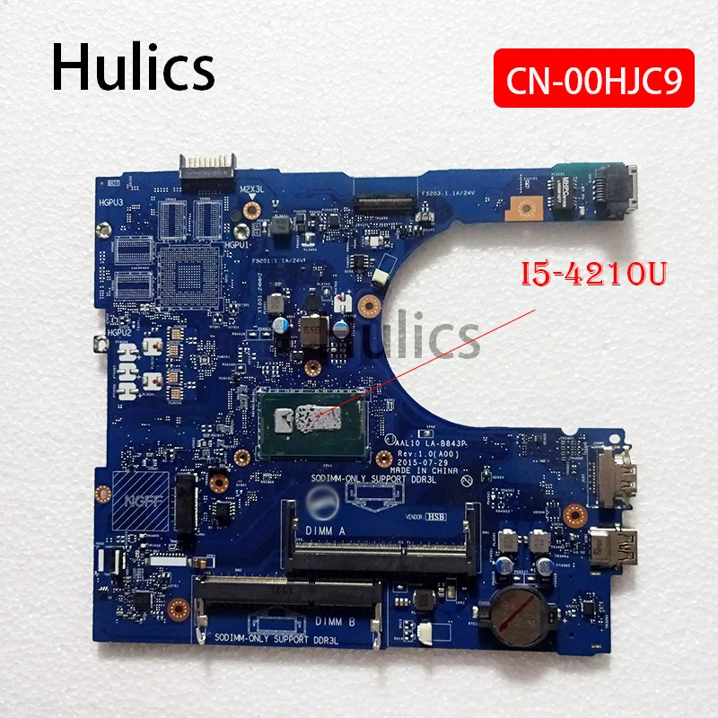 

Материнская плата Hulics для ноутбука Dell INSPIRON 5558 5458 5758, модель CN-00HJC9 00HJC9 0HJC9 с процессором SR1EF I5-4210U