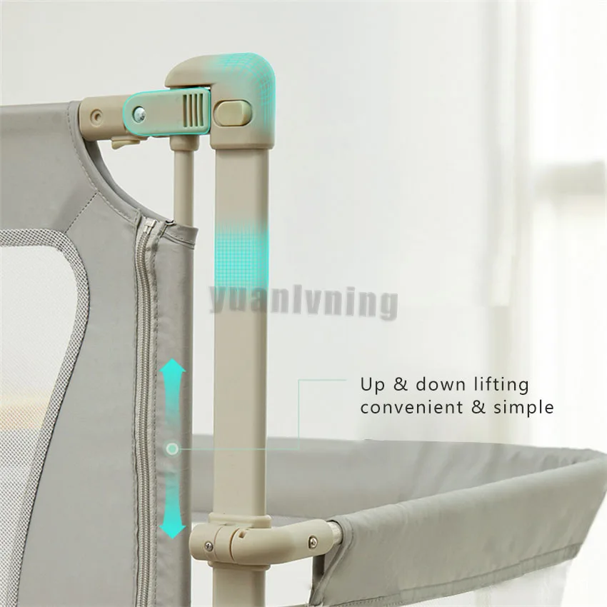 Baby Safety Upgraded Sleeping Fence Barrier Bed 3 In 1 Protective Liftable Side Bed 0-3 Year Baby Crib Anti-Fall Rail Guard