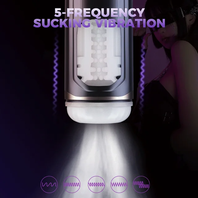 HESEKS Sound off Automatic Sucking Male Masturbator Real Electric Blowjob Pocket Pussy Telescopic Vibrator Masturbation For