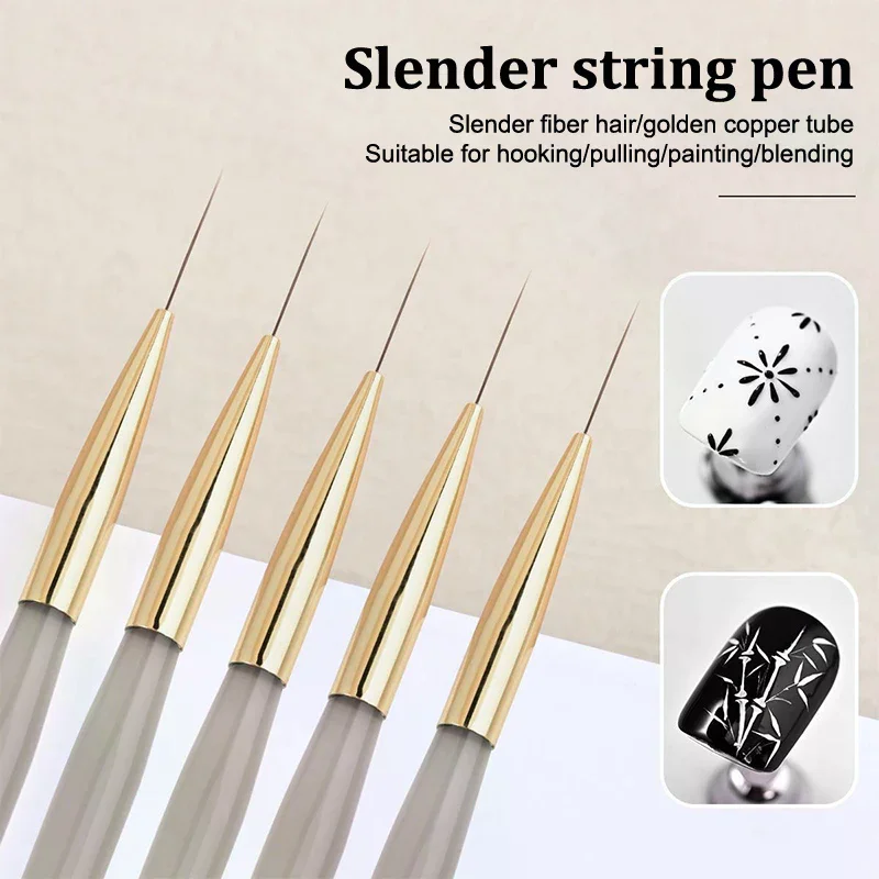 Pennello per pittura per nail art Linee acriliche Penna Strisce Griglia Fiore Farfalla Disegno Pennelli per acquerello Gel UV Design fai da te Manicure - immagine 5