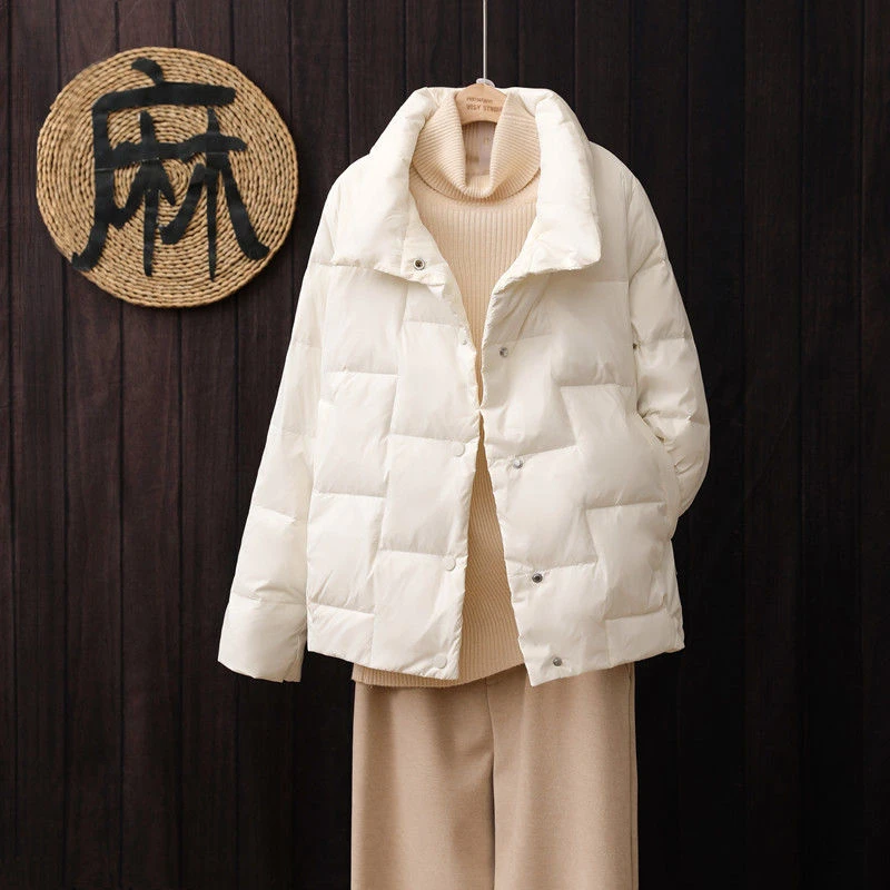 Korean Down Parka Women's Ultra-light Thin Down Winter Jacket 2022 New Casual Snow Wear Coat White Duck Down Solid Loose Outwear