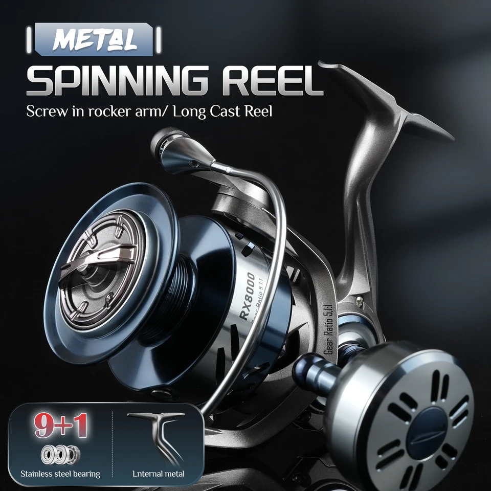Saltwater Spinning Reel With Carbon Fiber Body, Stainless Steel Main