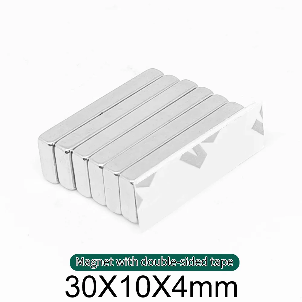2/5/10/20/30/50PCS 30x10x4 Block Search Magnet Two Side With 3M Tape 30x10x4mm Quadrate Rare Earth Neodymium Magnet 30*10*4
