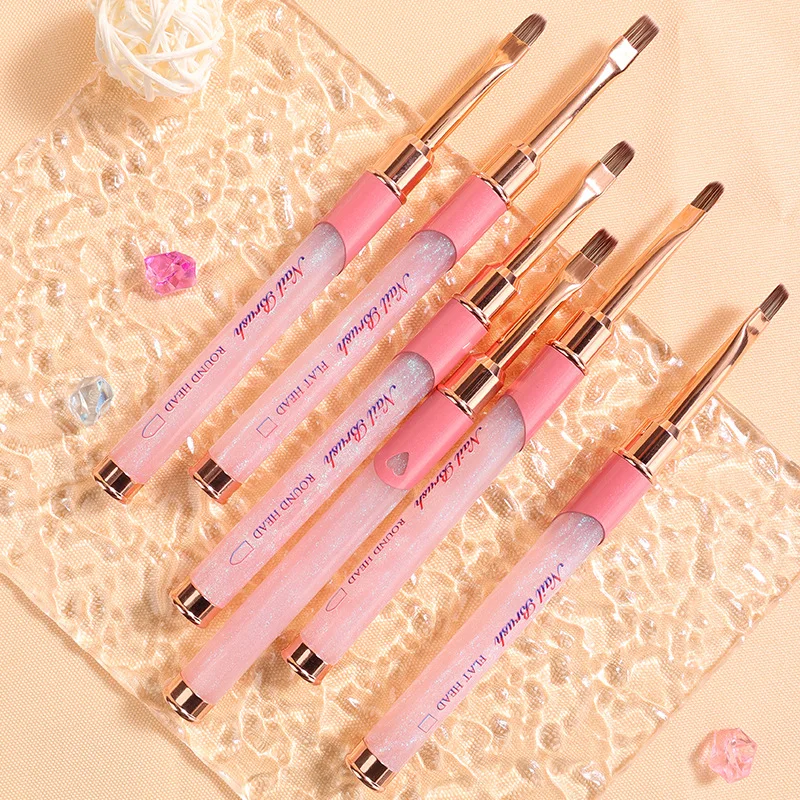 Pink Nail Glue Phototherapy Pen UV Gel Brush Pen Acrylic Nail Art Painting Drawing Brush Manicure Professionnel Brushes Tool 4