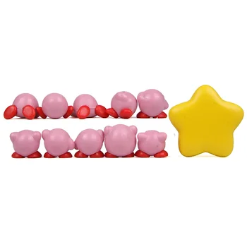 11 Pcs/Set Mini Kirby Action Figures Kids Toys Anime Kawaii Stackable Collection PVC Model Cute Christmas Gifts for Children 3