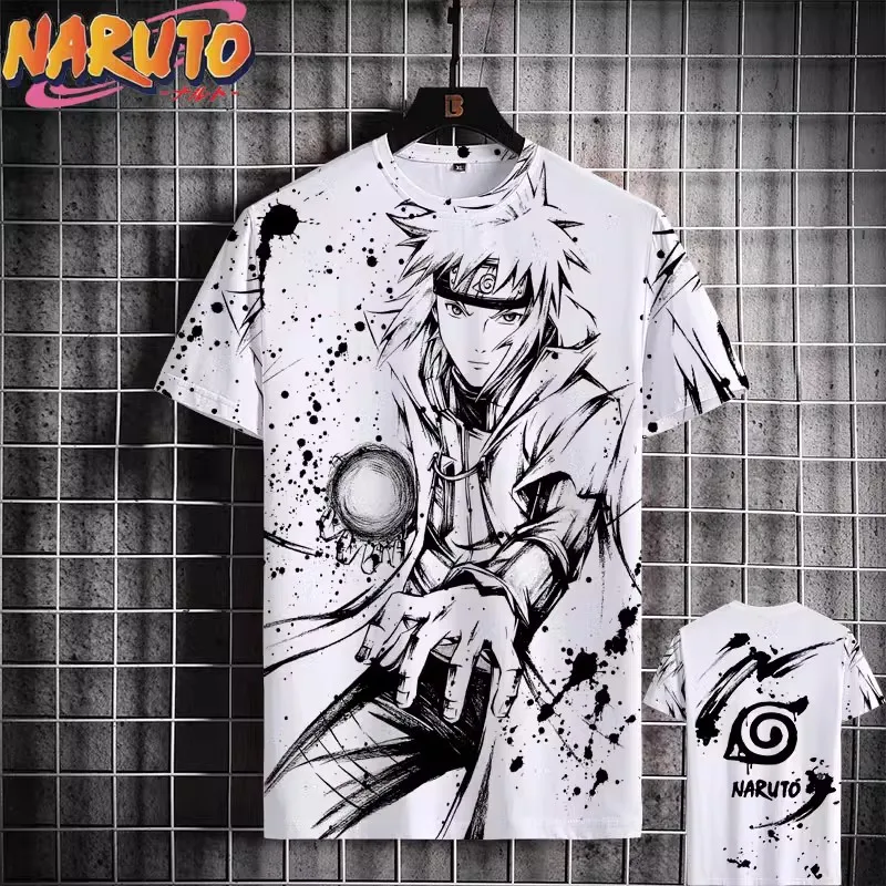 MINISO Naruto Men's T Shirt Japanese Anime 3D Prints Casual Short Sleeve Tees Street Oversized Clothing Fashion Cartoon T-Shirts 1