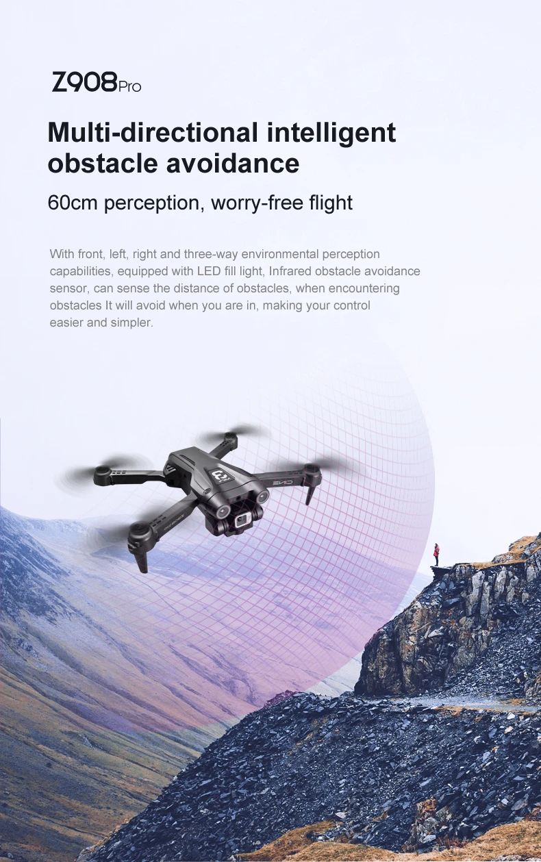 KBDFA Drone, z908pro multi-directional intelligent obstacle avoidance 60c