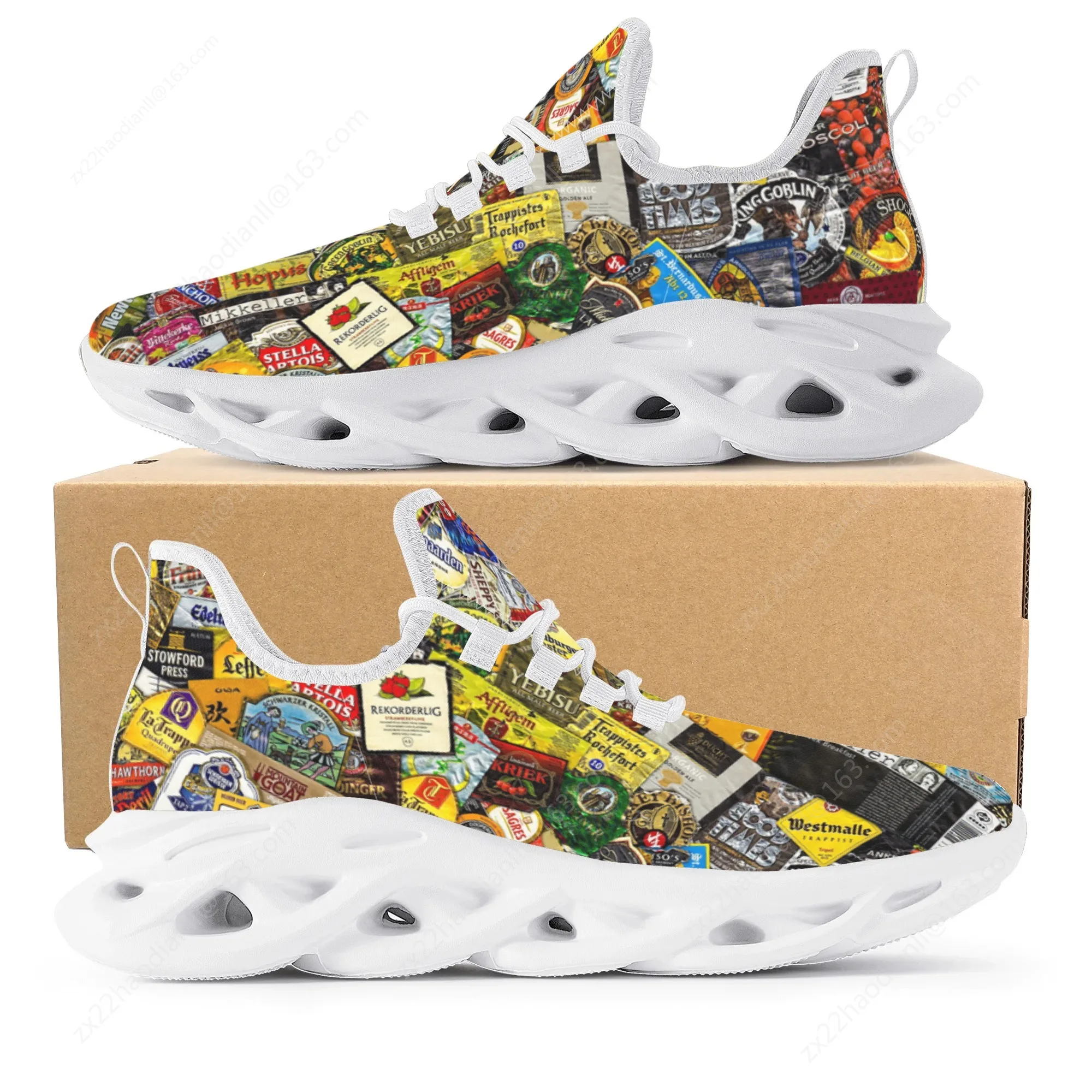 Beer Print Design Fashion Funny Hot Sneakers Mens Womens Teenagers Breathable Mesh Casual Running Shoes Lace-Up Basketball Shoe