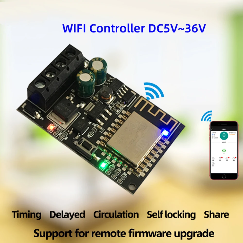 

MOS Switch Type WIFI Mobile Phone Remote Controller Board Smart Home XY-WFMS 5V-36V WIFI Mobile Phone Remote Controller Module