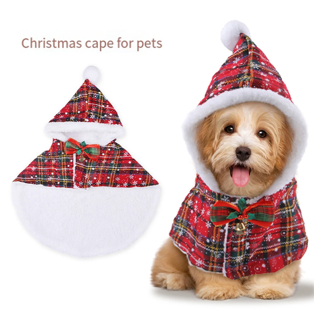 

Dog Hooded Cloak Cat Christmas Cloak Hat Dog New Year Cloak Warm Clothes Pet Accessories Pet Plush Shawl Autumn Winter Coat