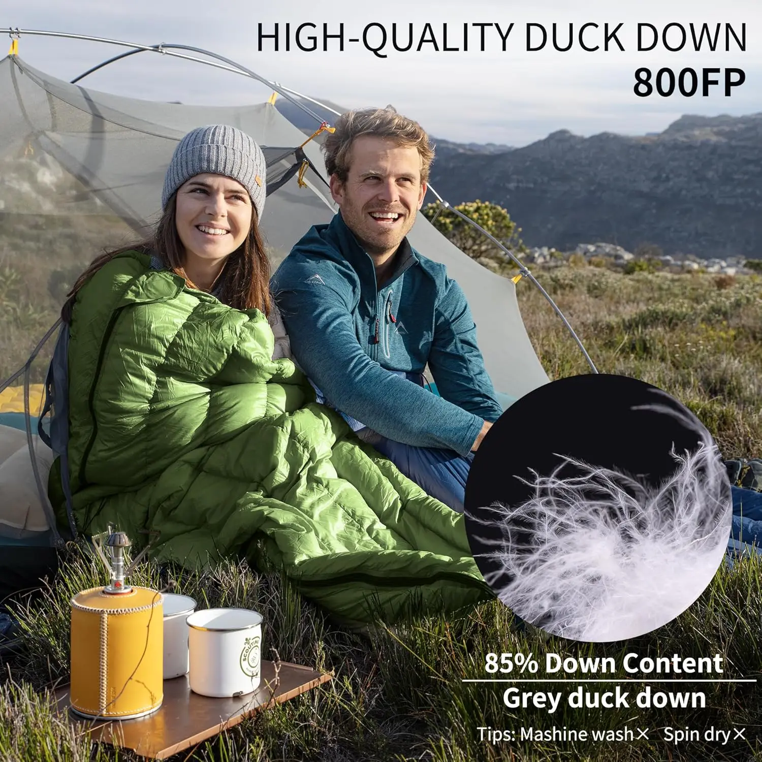1.26lbs Ultralight Sleeping Bag, 650/750 Fill Power Down Sleeping Bag, Cold Weather Compact Lightweight Envelope
