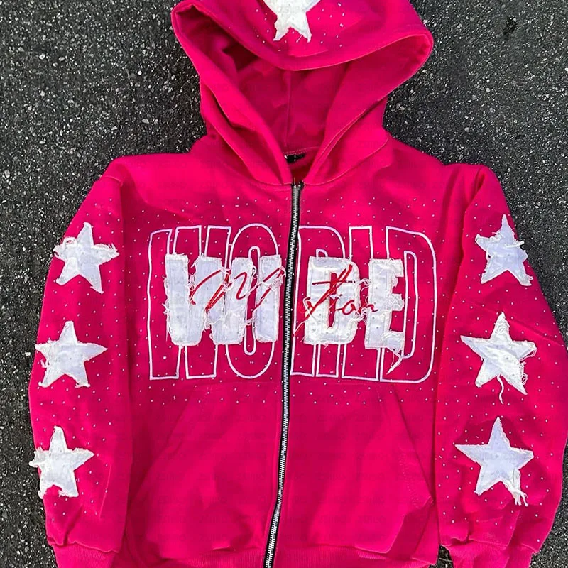 26-year-old spring warm cardigan with hood, casual loose street style hoodie, personalized fashion sportswear