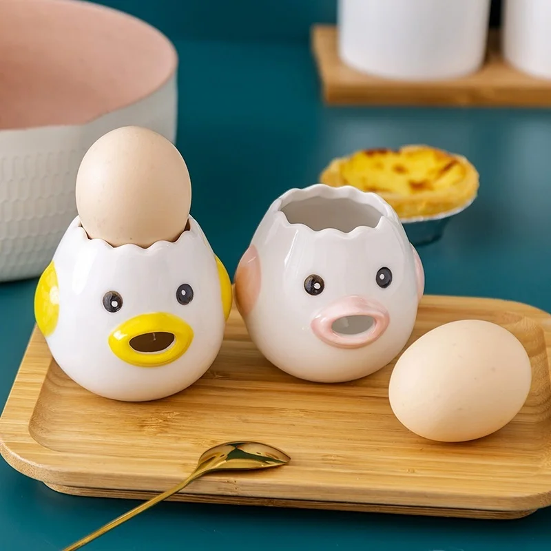 

Creative Egg White Separator Cute Chick Ceramic Egg Yolk Protein Separator Egg Strainer Egg Rack Kitchen Tool Baking Accessories