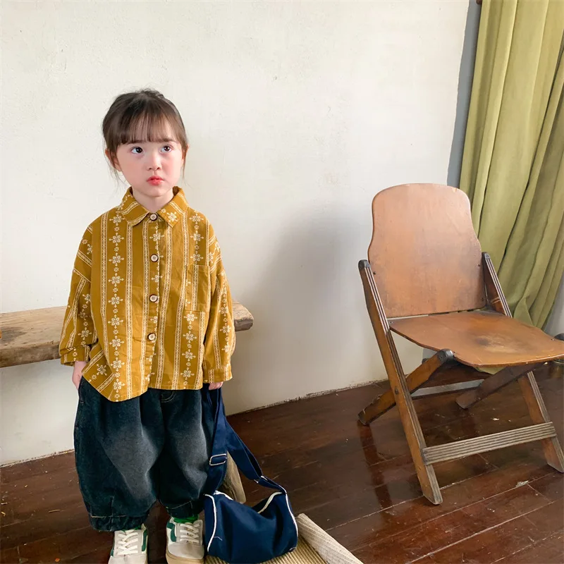 면 대마 조각 꽃 블라우스, 긴팔 셔츠, 숲 스타일 레트로 가디건 코트, 심플한 가을 시즌 신상
