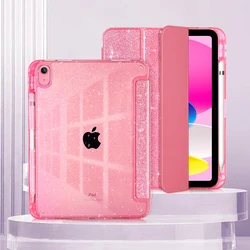 Sparkling Silvery Glitter Tablet Case with Pencil Holder and Smart Cover - Air5 Air4 (Pink Glitter)